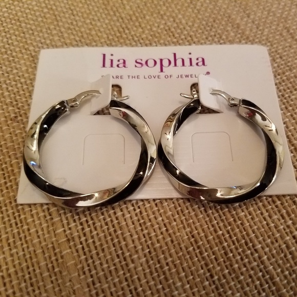 LIA SOPHIA - "TWIST & SHOUT" hoops. Black & silver - Picture 4 of 6